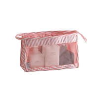 Portable Hanging Gargle Bag Waterproof Large-Capacity Travel Cosmetic Bag - Pink Stripe
