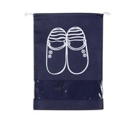 Portable Large Capacity Waterproof Drawstring Shoes Bag for Travel Storage Navy_large