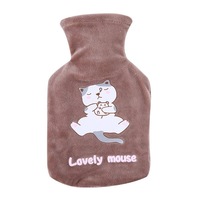 Portable Medium Size Cute Explosion-proof Hot Water Bottle Water Heating Water Bag Detachable Plush Coat Hand Warmers Mouse coffee