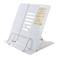 Portable Metal Adjustable Reading Book Holder Support iPad Document Book Shelf Bookstand, Size:Small(White)