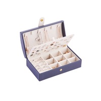 Portable Simple Earring Jewelry Box Small Earring Ring Multifunctional Jewelry Storage Box Suitable for Travel-Blue