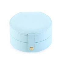 Portable Small Jewelry Case Travel Accessory Storage Box Jewelry Organizer with Mirror for Women-Blue