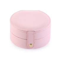 Portable Small Jewelry Case Travel Accessory Storage Box Jewelry Organizer with Mirror for Women-Pink