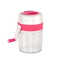 Portable Stainless Steel Household Manual Mini Ice Crusher Hand Shaved Ice Machine(Light Pink)
