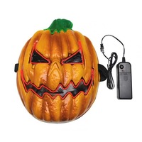 Prank Pumpkin Head Shape Glowing Mask Cosplay Prop for Halloween Party Wear red
