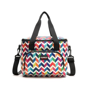 Printed Tote Bag Insulated Double-layer Portable Lunch Bag Waterproof Lunch Snack Cooler Bag Thermal Tote with Shoulder Strap
