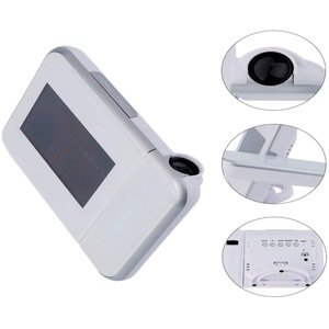 Projection Alarm Clocks Digital Multi-Function on Ceiling with Weather Station Electronic Desk Clock with Time Wake Up Projector Watch-White