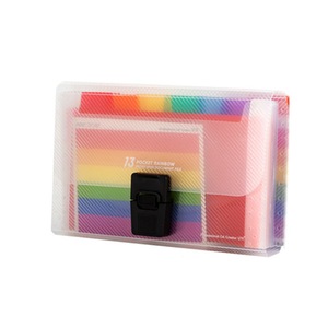 Protable A6 Plastic 13 Pockets Expanding File Folder Office Organizer Document Holder Bag File Case Document Box Stationery Box