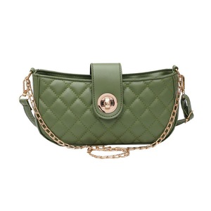 PU Leather Chain Crossbody Handbag Fashion Lattice Pattern Women Shoulder Bags Popular Simple Female Daily Bag