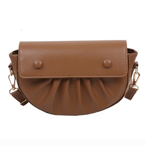 PU Leather Crossbody Saddle Bag Women Solid Casual Pleated Commuter Street Totes Fashion Exquisite Shopping Bag