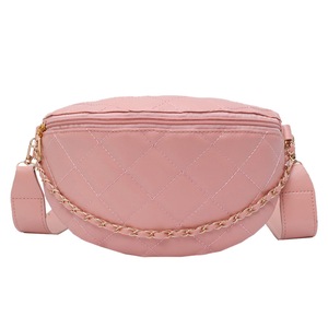 PU Leather Fanny Waist Bag Women Casual Chest Pouch Chain Elegant Crossbody Shoulder Bag Street Chain Shoulder Pack