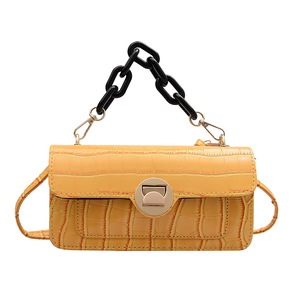 Pu Leather Messenger Totes Stone Pattern Thick Chain Women Shoulder Crossbody Bags Youth Ladies Small Square Bag
