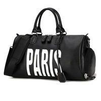 PU Leather Shoulder Travel Bag Sport Leisure Handbag with Shoes Socket (White)