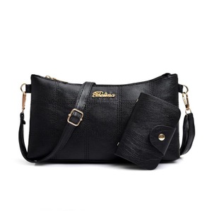 PU Leather Single Shoulder Bag Ladies Handbag Messenger Bag (Black)