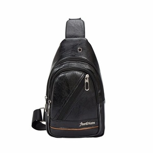 PU Leather Single Shoulder Bag Travel Chest Crossbody Bag (Black)