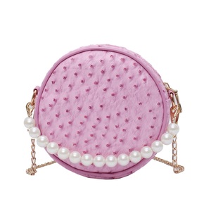 PU Leather Women Circle Shoulder Bags Ladies Small Round Ladies Chain Shoulder Messenger Bag Messenger Pearl Handbag