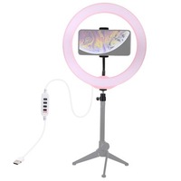 PU397F Pink 7.6 Inch 3200K-6500K Dimmable LED Video Ring Light with Phone Clip for Selfie Vlog Tik Tok Youtube Live Streaming