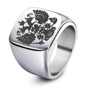 Punk Stainless Steel Double Eagle Head Finger Ring Men Vintage Jewelry SILVER COLOR 9 SIZE