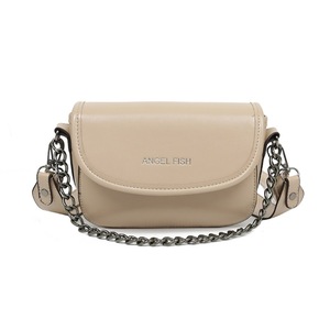 Pure Color Casual Shoulder Bag Ladies Messenger Handbag (Khaki)