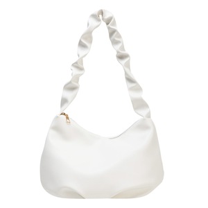 Pure Color PU Shoulder Women Pleated Tote Bag Portable Fashion Handbag Purses Popular Simple Female Daily Bag