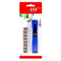 Push Clip Device Portable Handheld Paper Fast Clam Clip Dispenser Metal Refill Clips for School Office Student