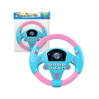 Puzzle Early Education Steering Wheel Toy Analog Car Driving with Music Rotating Steering Wheel Suitable for Children-Blue
