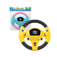 Puzzle Early Education Steering Wheel Toy Analog Car Driving with Music Rotating Steering Wheel Suitable for Children-Yellow