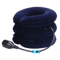 PVC Inflatable Cervical Collar Neck Relief Traction Brace Support Pillow Device BLUE COLOR