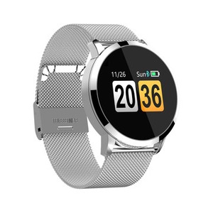 Q8 Multi UI Display Full Steel Wristband Heart Rate Monitor Female Physiological Smart Watch SILVER COLOR