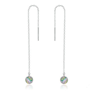 Rainbow Balls Long Earrings Silver plating Colorful Long Line Earrings for Women Jewelry Gift