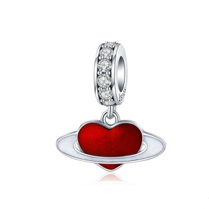 Red Heart Charm Silver plating Love Planet Pendant for Women Jewelry Bracelet