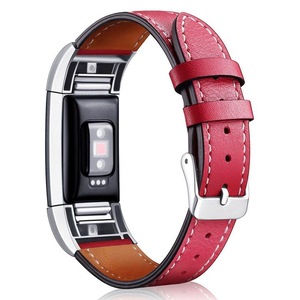 Replacement Leather Strap Watch Band for Smart Watch Fitbit Charge 2 RED COLOR