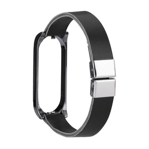 Retro Butterfly Push Button Deployment Buckle PU Leather Watch Band Strap Replacement for Xiaomi Mi band 3 Xiaomi Mi band 4