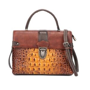 Retro Crocodile Pattern Luxury Women Handbags New Genuine Cowhide Leather Handmade Embossing Shoulder & Crossbody Women Bag