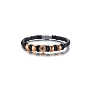 Retro Jewelry Hand Jewelry Leather Handsome Personality Bracelet - Rose Gold