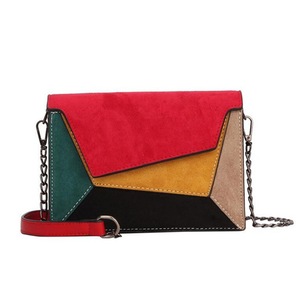 Retro Matte Patchwork Crossbody Bags for Women small Chains Strap Shoulder Bag Lady Small Flap criss-cross Bag
