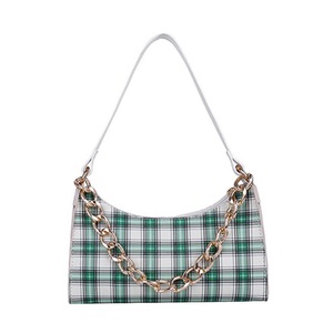 Retro Plaid Women Shoulder Bag Female PU Leather Chain Travel Small Handbag Daily Ladies Underarm Tote Purse