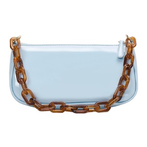 Retro Shoulder Bag Women PU Leather Handbag Totes Acrylic Chain Messenger Female