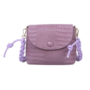 Retro Stone Pattern Shoulder Bag Alligator PU Leather Fashion Small Women Weave Belt Messenger Handbag Purse