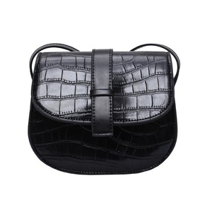 Retro Stone Pattern Women Shoulder Messenger Saddle Bag Fashion PU Leather Purse Solid Color Casual Ladies Girls Handbags