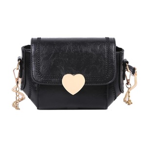 Retro Women Shoulder Messenger Bag Love Heart Buckle Solid Color Chain Handbags PU Leather Ladies Small Daily Purse