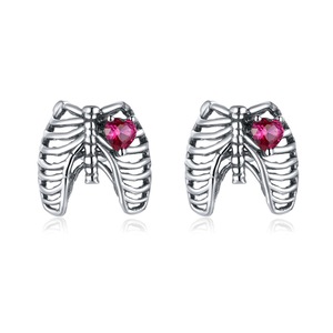 Rib Ear Studs Earrings Silver plating Red Earrings For Women Wedding Jewelry