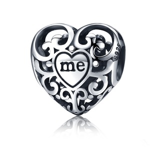 Romantic Silver plating Openwork You & Me Flower Leaf Beads Fit Charm Bracelet & Bangle DIY Jewelry Gift