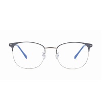 Round Flat Mirror Ultra Light Metal Blue Light Protection - Blue Silver