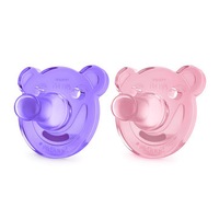 SCF194/02 2pc Infant Silicone Pacifier (For 0-3 M) Baby Soother BPA Free Toddler Orthodontic Nipples Teether