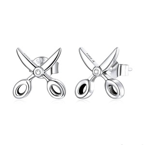 Scissors Earring Silver plating Tools Stud Earrings Gift for Women Fine Jewelry
