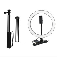 Selfie Stick 5500K Dimmable Video Light 20cm LED Ring Lamp with Phone Holder bluetooth Shutter Wrench for Youtube Tik Tok Live Streaming