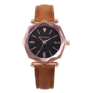 Shining Dial Display Flower Ladies Watch Elegant Design Quartz Watches BROWN COLOR