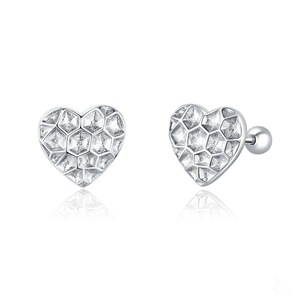 Shining Heart Stud Earrings Silver plating Small Earrings for Women Wedding Engagement Jewelry