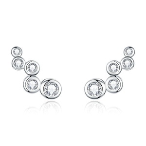 Shiny Bubble Long Stud Earrings for Women Geometric Simple Silver plating Jewelry Gift